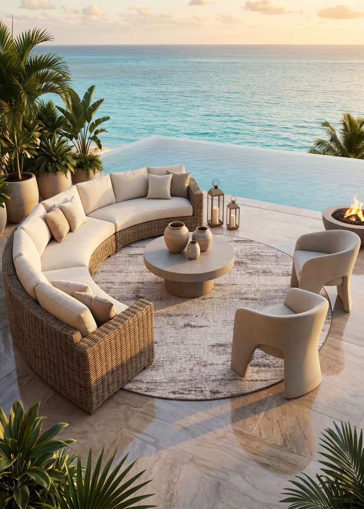10' x 10' Easy-Clean Modern Indoor / Outdoor Round Rug