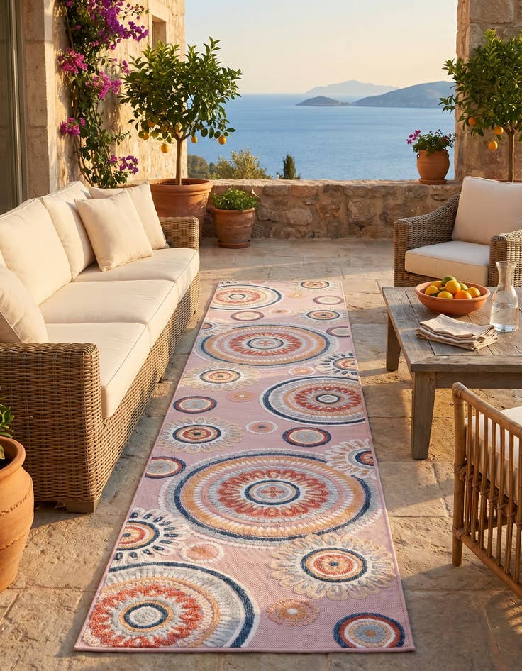 Detail image of 2' 7 x 12' Easy-Clean Botanical Indoor / Outdoor Runner Rug