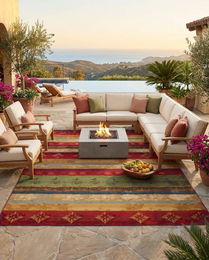 Detail image of 9' x 12' Easy-Clean Modern Indoor / Outdoor Rug