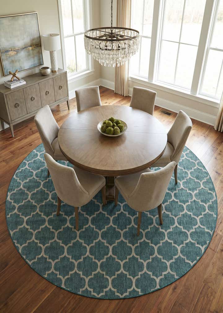 13' x 13' Easy-Clean Lattice Indoor / Outdoor Round Rug