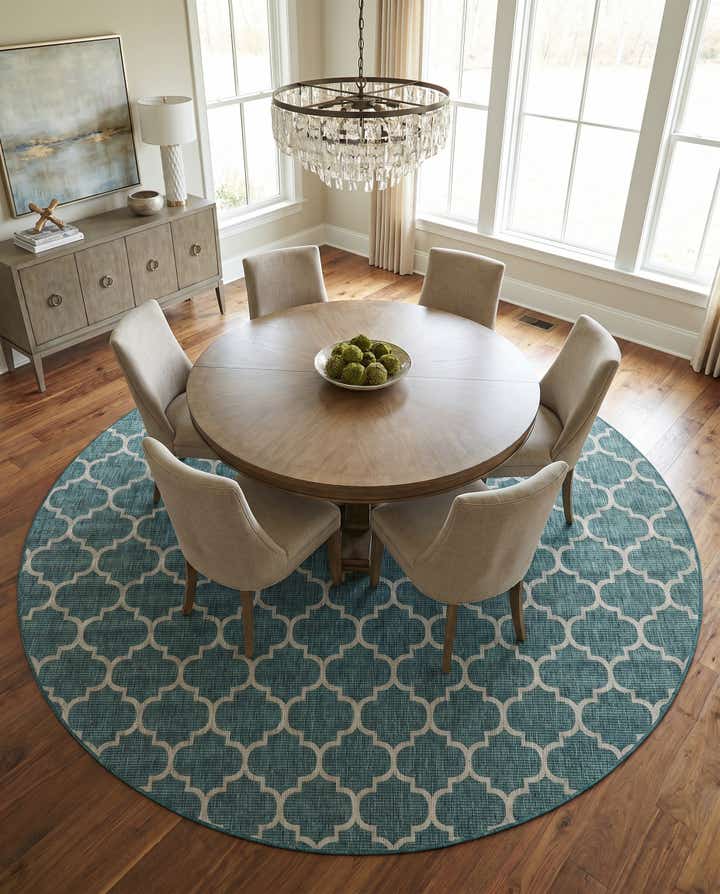 13' x 13' Easy-Clean Trellis Indoor / Outdoor Round Rug