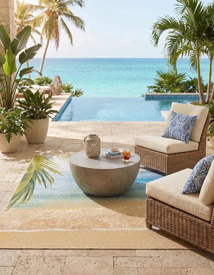 Detail image of 6' x 6' Easy-Clean Coastal Indoor / Outdoor Square Rug