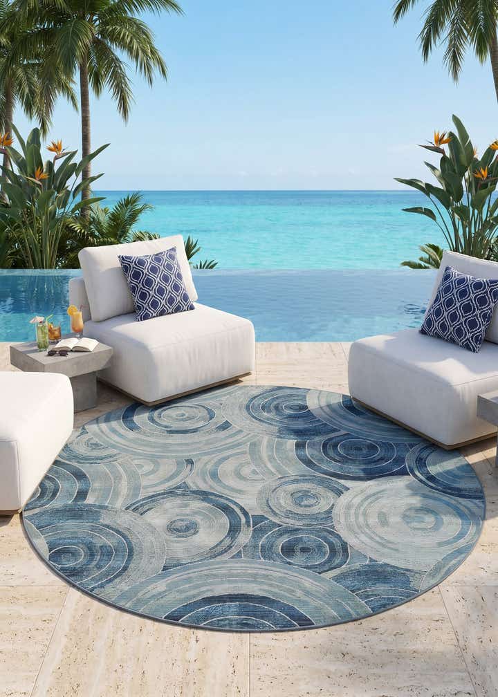 8' x 8' Easy-Clean Modern Indoor / Outdoor Round Rug