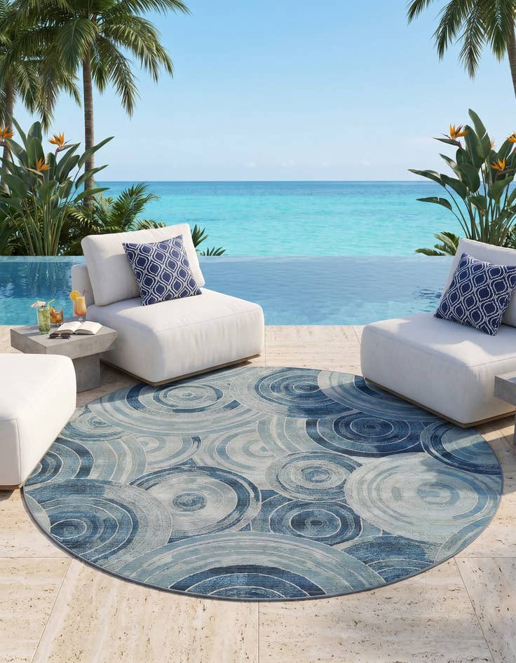Detail image of 8' x 8' Easy-Clean Modern Indoor / Outdoor Round Rug