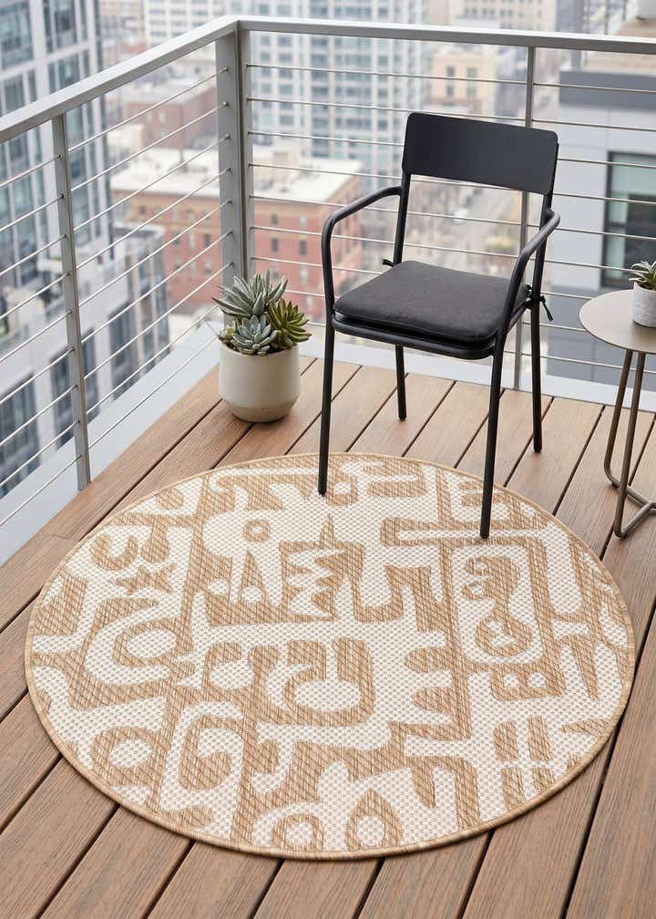 3' x 3' Easy-Clean Modern Indoor / Outdoor Round Rug