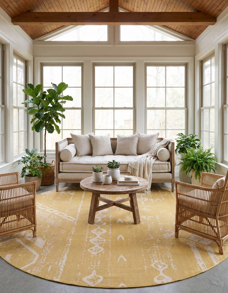 Detail image of 13' x 13' Easy-Clean Bohemian Indoor / Outdoor Round Rug