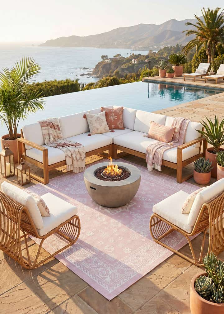 10' x 10' Easy-Clean Aztec Indoor / Outdoor Square Rug