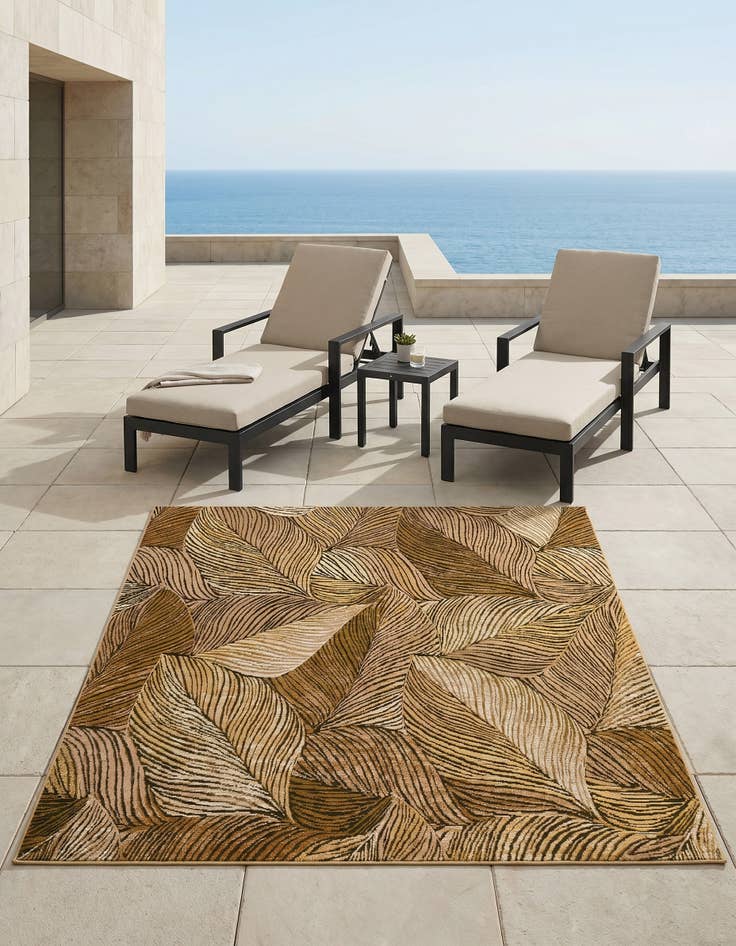 Detail image of 6' x 6' Easy-Clean Botanical Indoor / Outdoor Square Rug