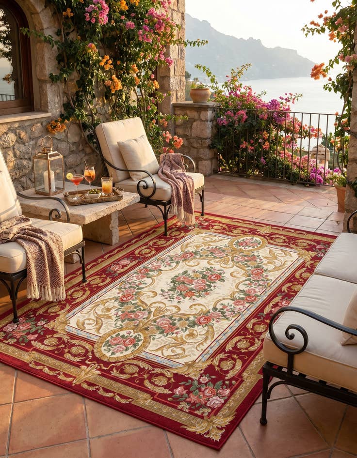 Detail image of 5' x 7' Easy-Clean Traditional Indoor / Outdoor Rug