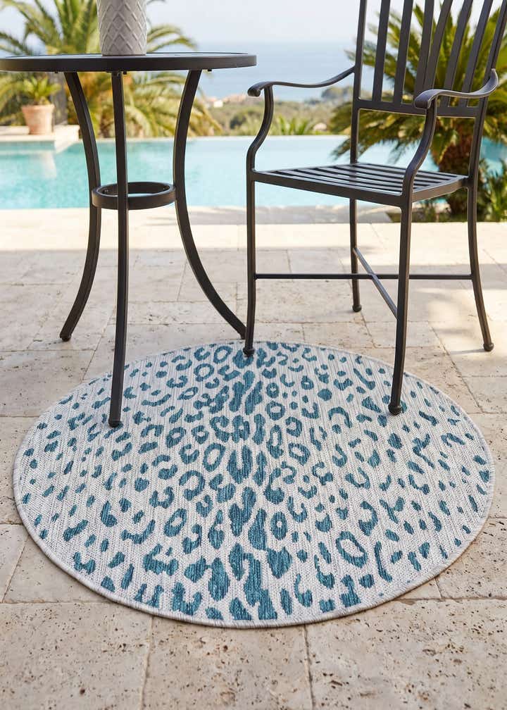 3' x 3' Easy-Clean Safari Indoor / Outdoor Round Rug