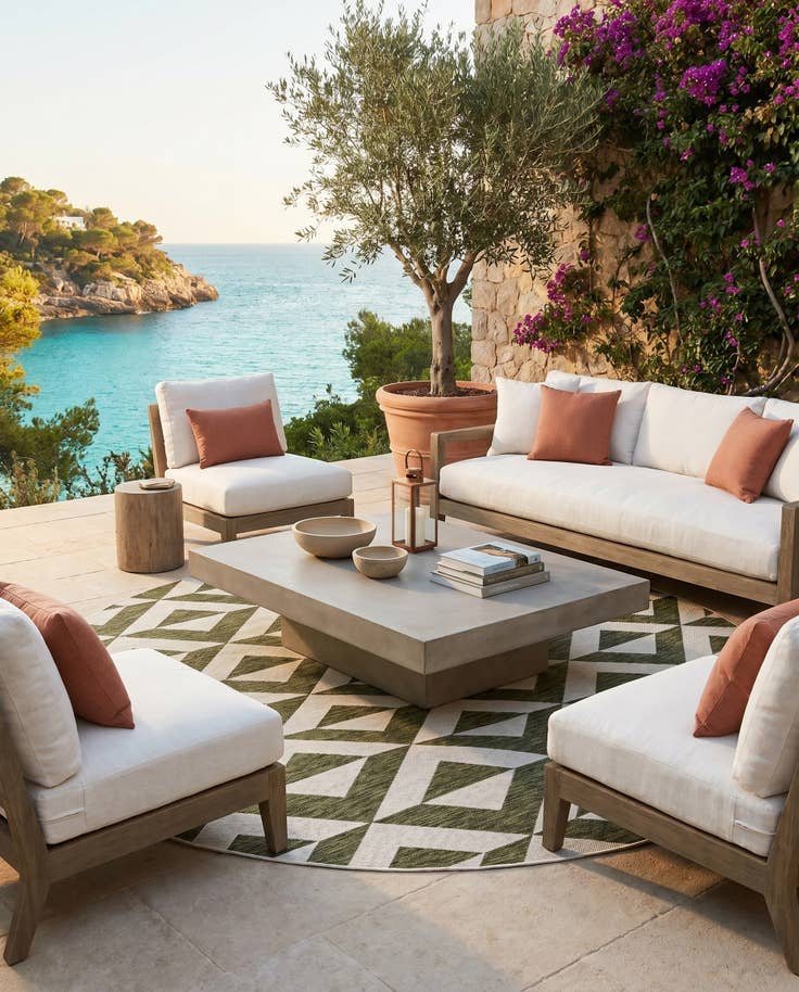 Detail image of 7' x 7' Easy-Clean Jill Zarin Indoor / Outdoor Round Rug
