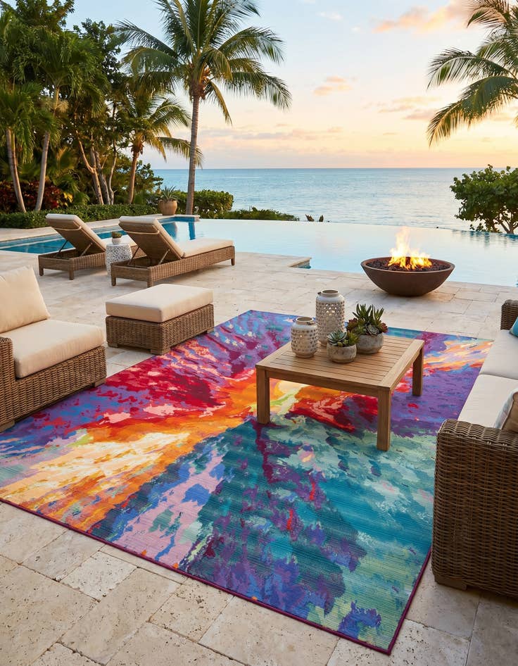 Detail image of 10' x 14' Easy-Clean Modern Indoor / Outdoor Rug