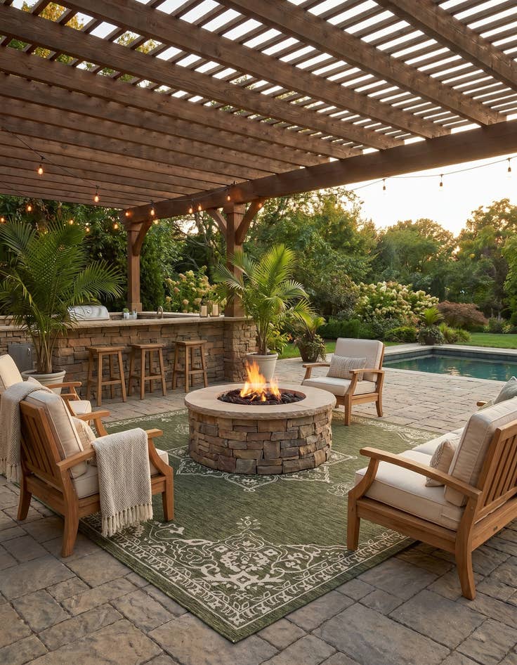 Detail image of 13' x 13' Easy-Clean Traditional Indoor / Outdoor Square Rug