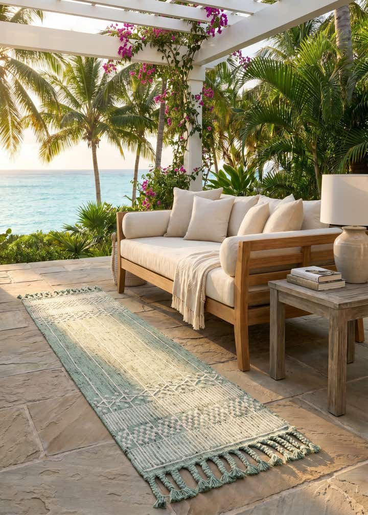 2' 2 x 8' 2 Easy-Clean Eco Bohemian Indoor / Outdoor Runner Rug