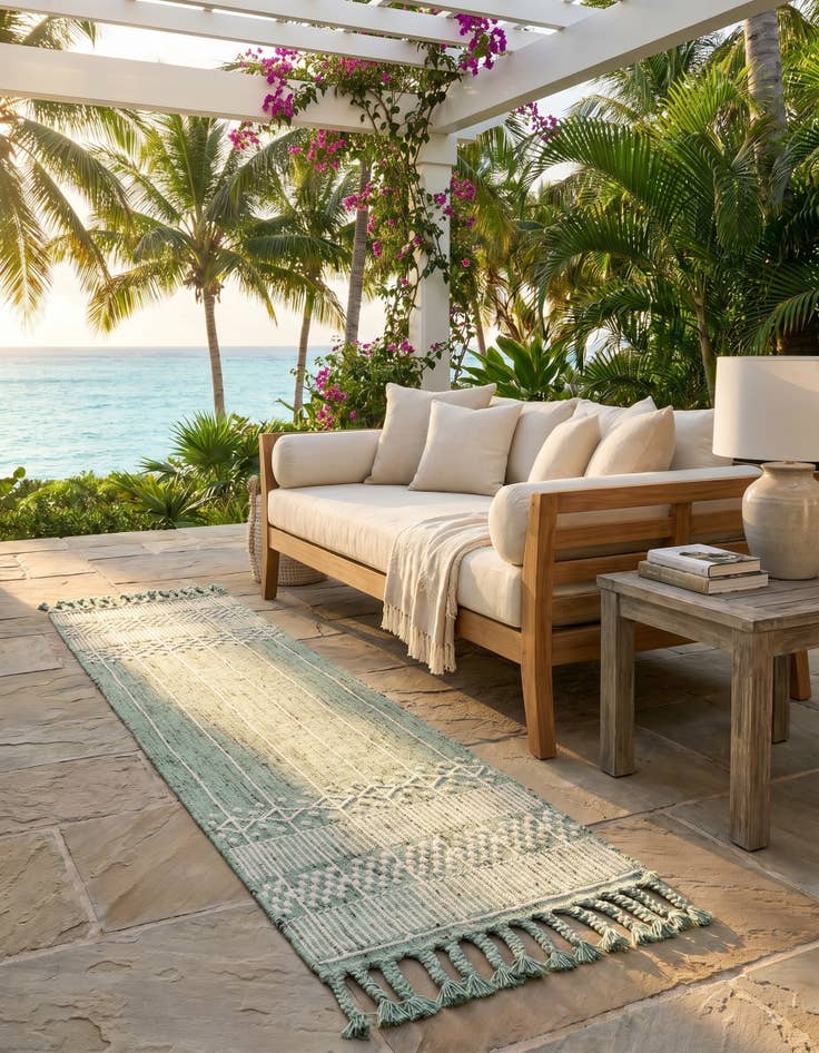 Detail image of 2' 2 x 8' 2 Easy-Clean Eco Bohemian Indoor / Outdoor Runner Rug