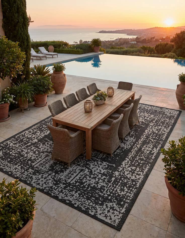 Detail image of 10' x 14' Easy-Clean Traditional Indoor / Outdoor Rug