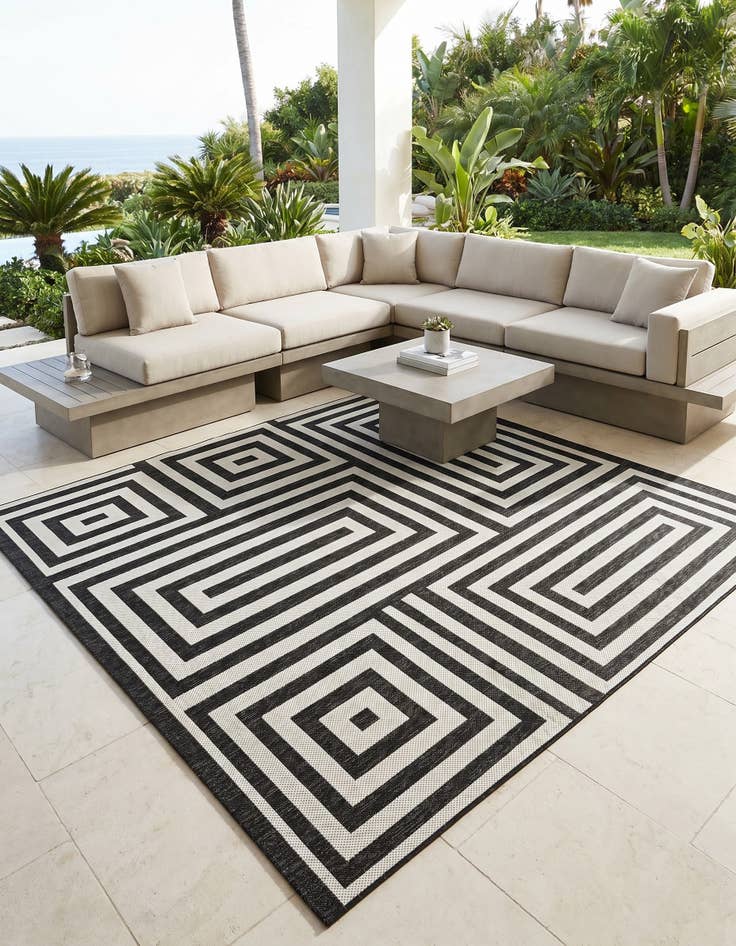 Detail image of 10' x 10' Easy-Clean Modern Indoor / Outdoor Square Rug