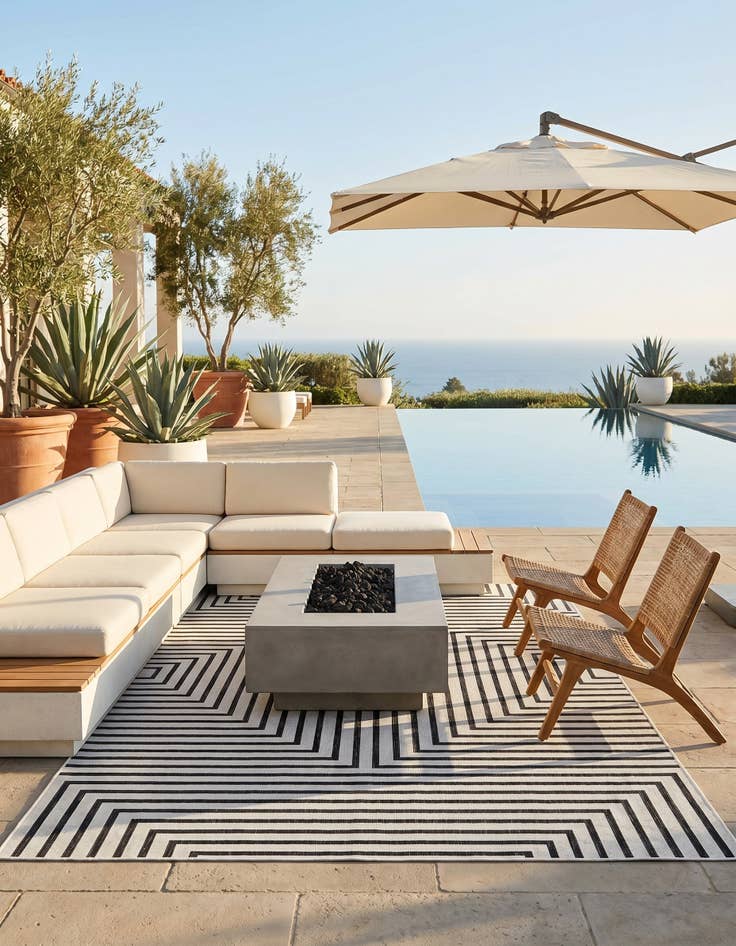 Detail image of 6' x 9' Easy-Clean Modern Indoor / Outdoor Rug