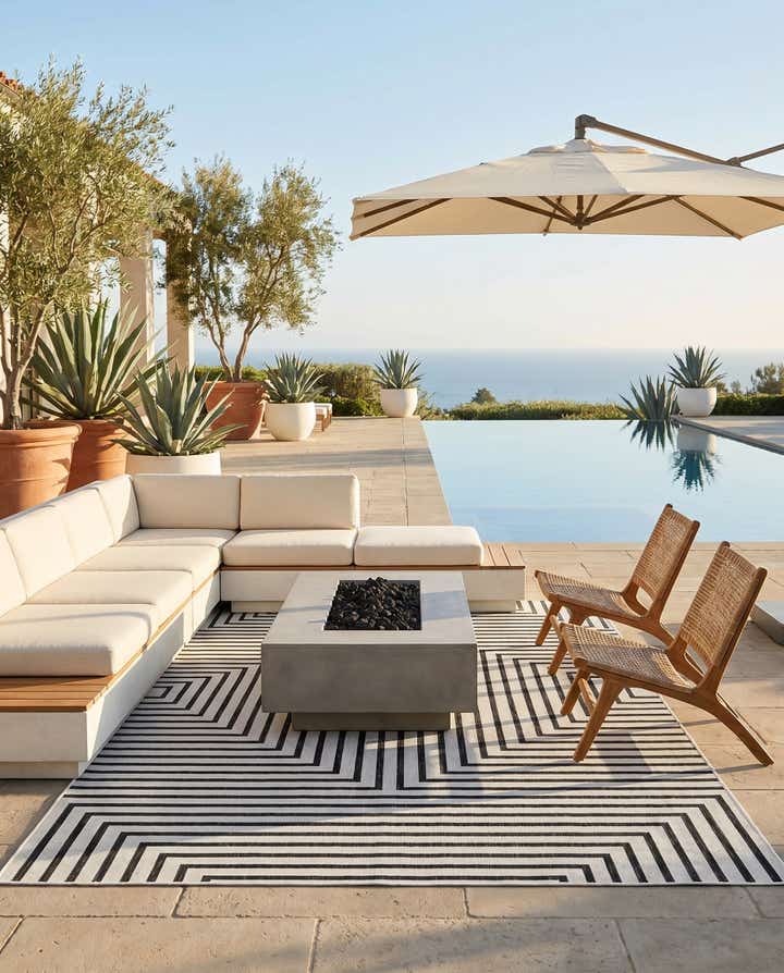 6' x 9' Easy-Clean Modern Indoor / Outdoor Rug