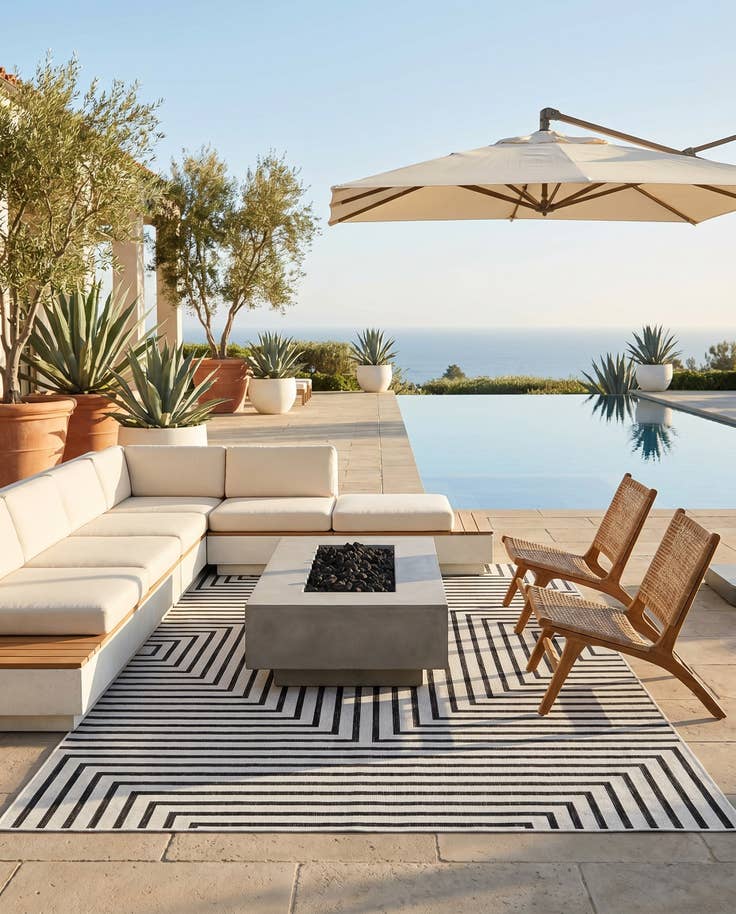 Detail image of 6' x 9' Easy-Clean Modern Indoor / Outdoor Rug