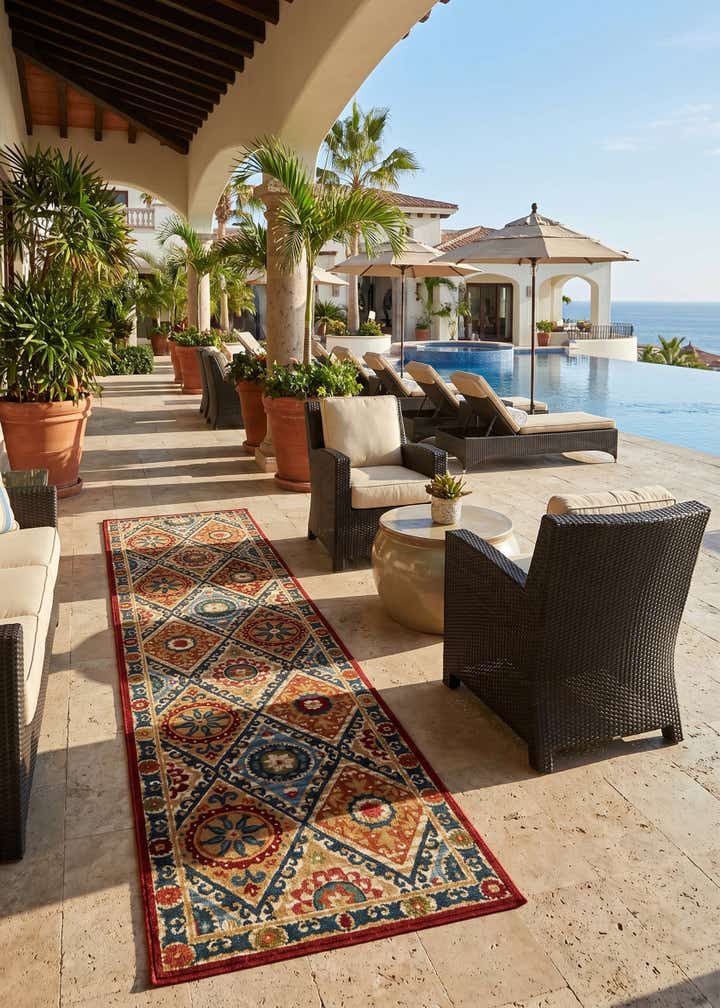 2' 7 x 10' Easy-Clean Modern Indoor / Outdoor Runner Rug