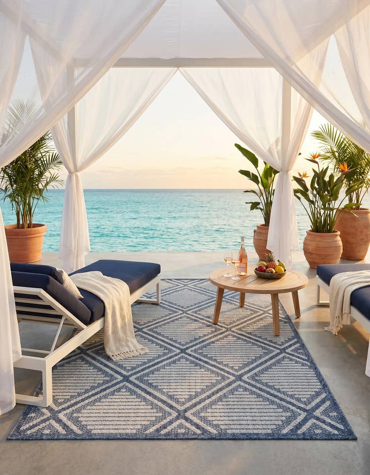 Detail image of 5' 3 x 8' Easy-Clean Trellis Indoor / Outdoor Rug