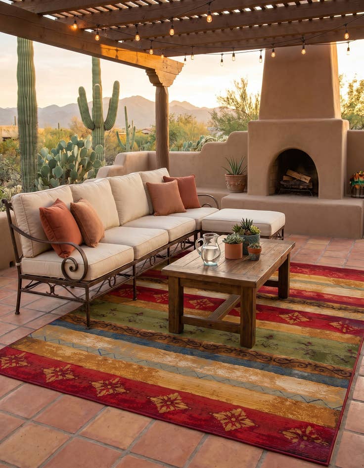 Detail image of 7' 10 x 10' Easy-Clean Modern Indoor / Outdoor Rug