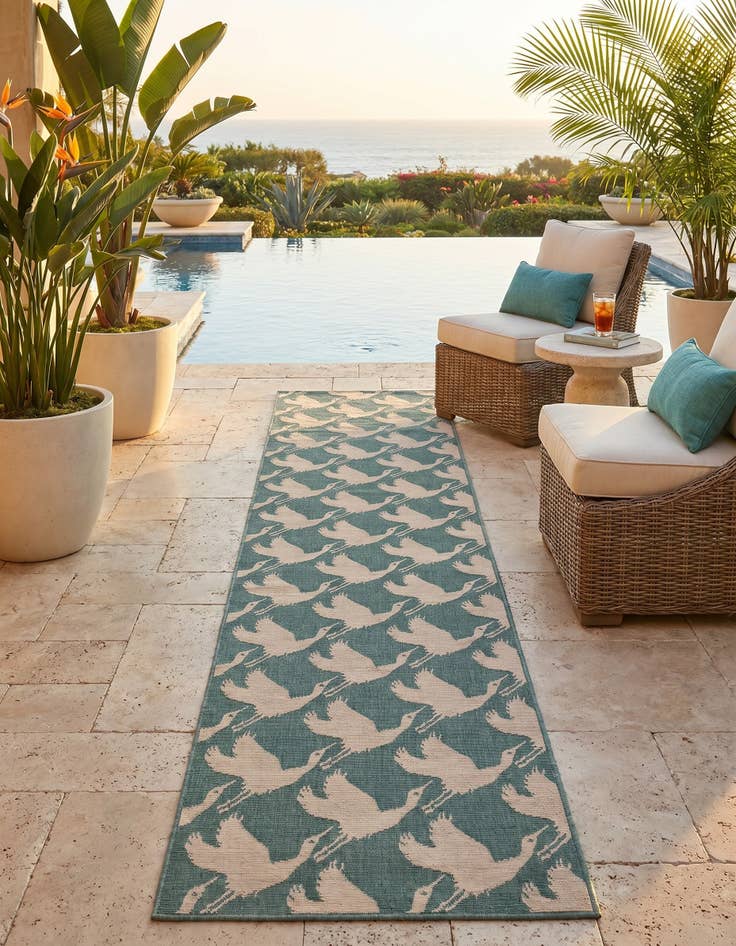 Detail image of 2' 7 x 12' Easy-Clean Coastal Indoor / Outdoor Runner Rug