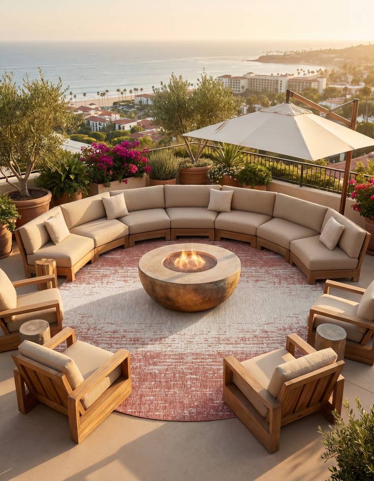 Detail image of 13' x 13' Easy-Clean Modern Indoor / Outdoor Round Rug