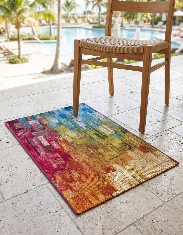 Detail image of 2' x 3' Easy-Clean Modern Indoor / Outdoor Rug
