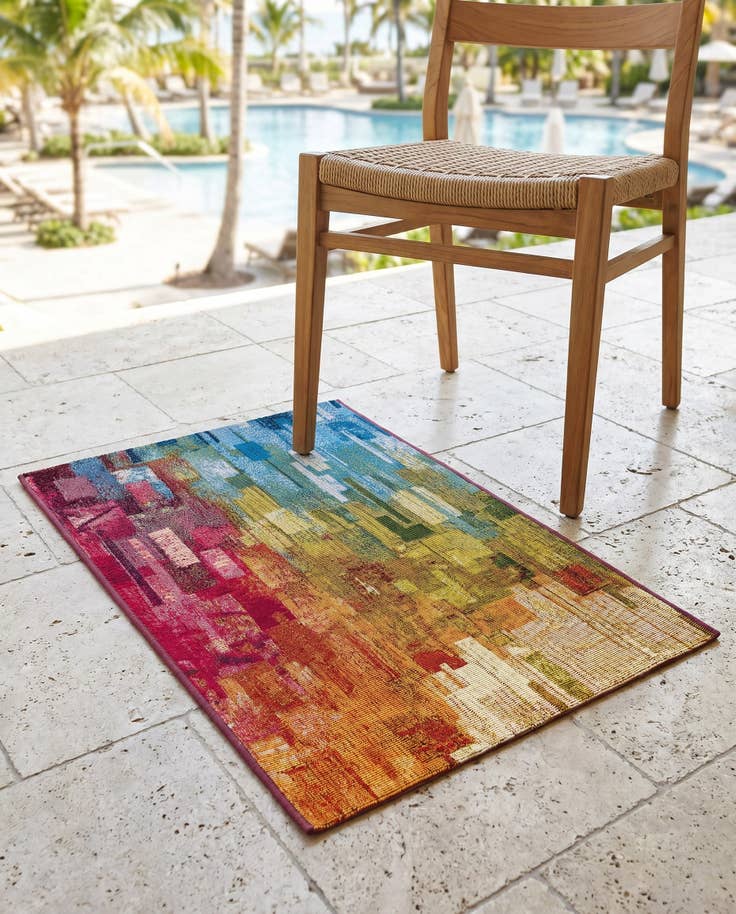 Detail image of 2' x 3' Easy-Clean Modern Indoor / Outdoor Rug