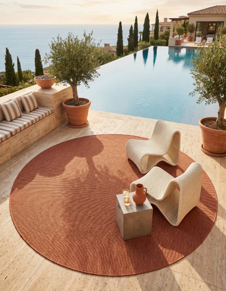 Detail image of 10' 8 x 10' 8 Easy-Clean Solid Indoor / Outdoor Round Rug