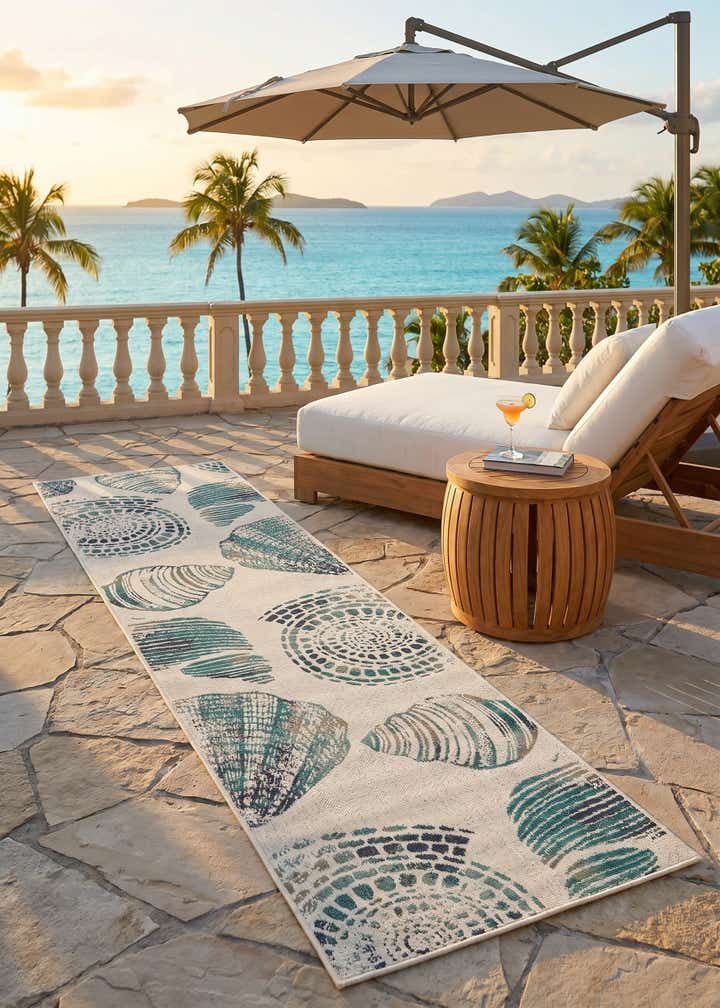 2' 7 x 10' Easy-Clean Coastal Indoor / Outdoor Runner Rug