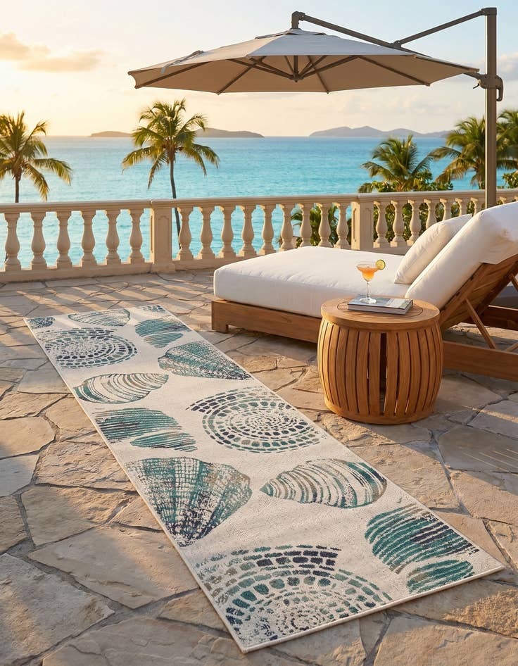 Detail image of 2' 7 x 10' Easy-Clean Coastal Indoor / Outdoor Runner Rug