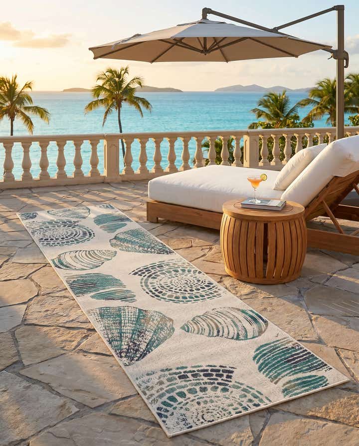 2' 7 x 10' Easy-Clean Coastal Indoor / Outdoor Runner Rug