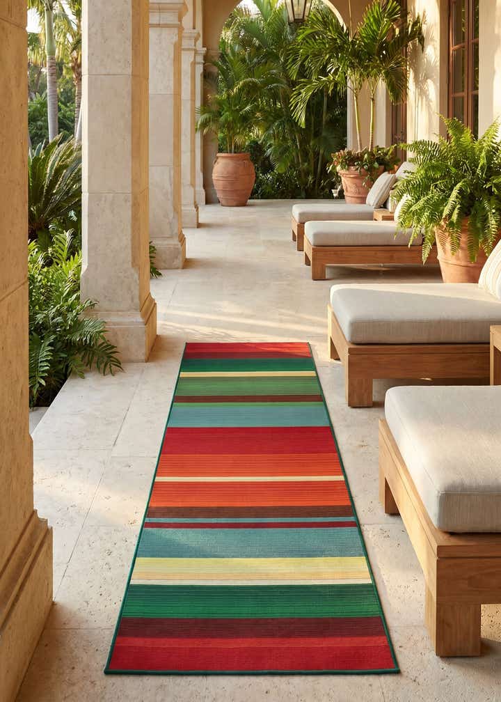 2' 7 x 7' Easy-Clean Modern Indoor / Outdoor Runner Rug