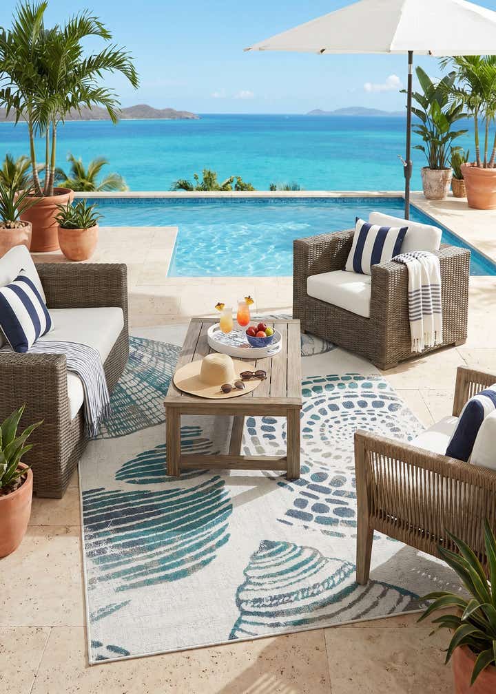 5' 3 x 8' Easy-Clean Coastal Indoor / Outdoor Rug