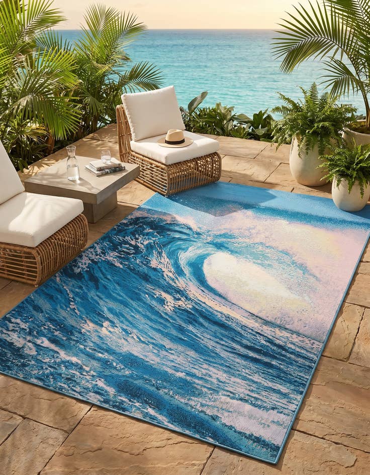 Detail image of 5' 3 x 8' Easy-Clean Modern Indoor / Outdoor Rug