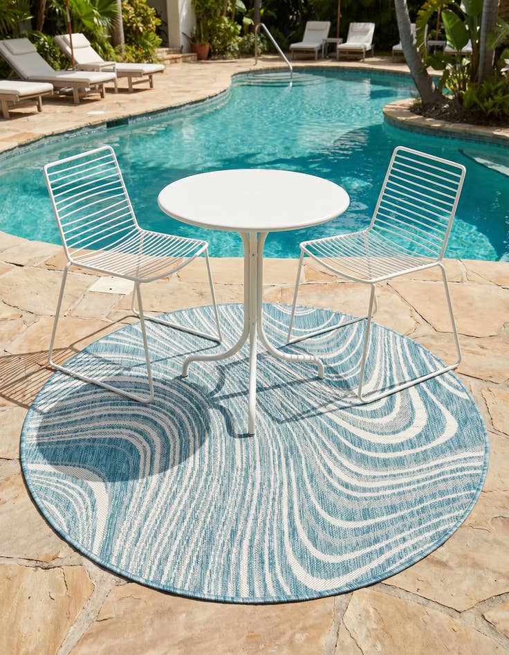 Detail image of 4' x 4' Easy-Clean Modern Indoor / Outdoor Round Rug