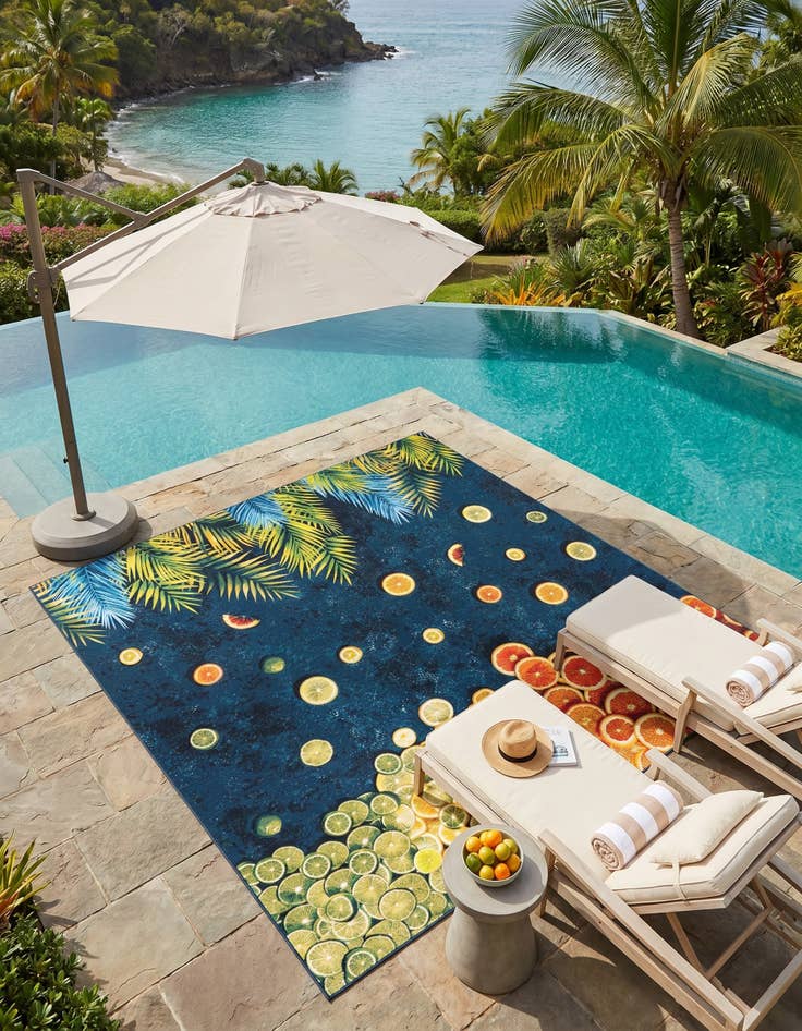 Detail image of 12' x 12' Easy-Clean Coastal Indoor / Outdoor Square Rug