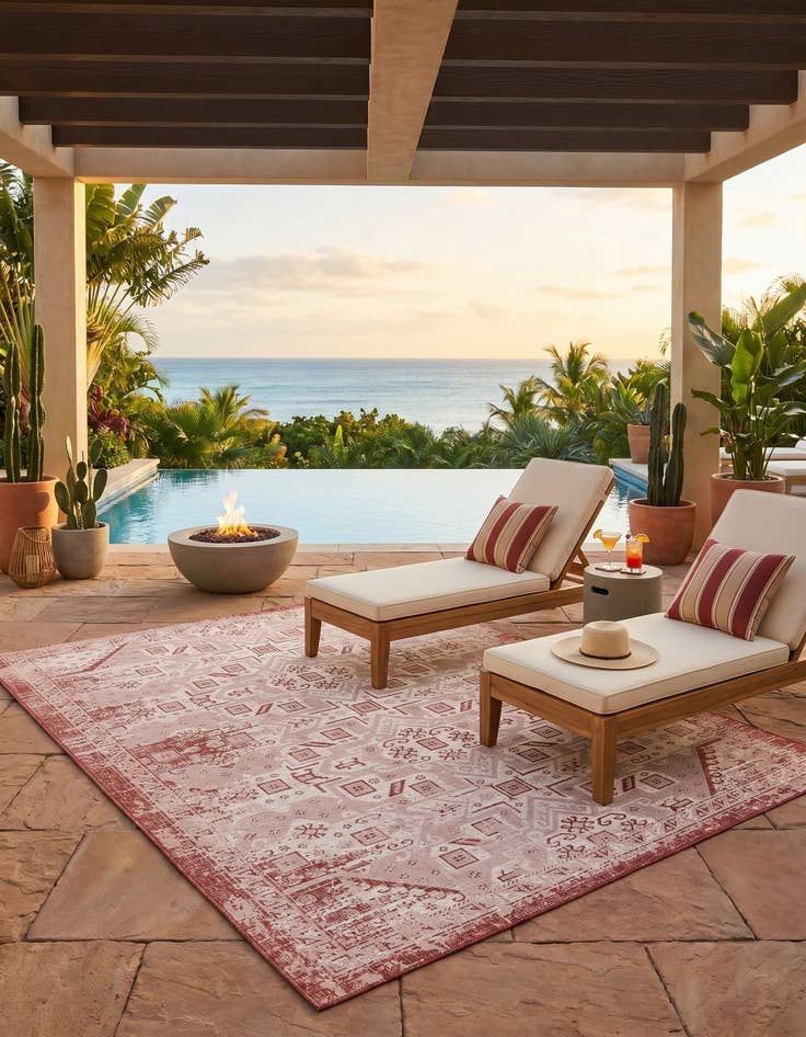 Detail image of 10' x 14' Easy-Clean Aztec Indoor / Outdoor Rug