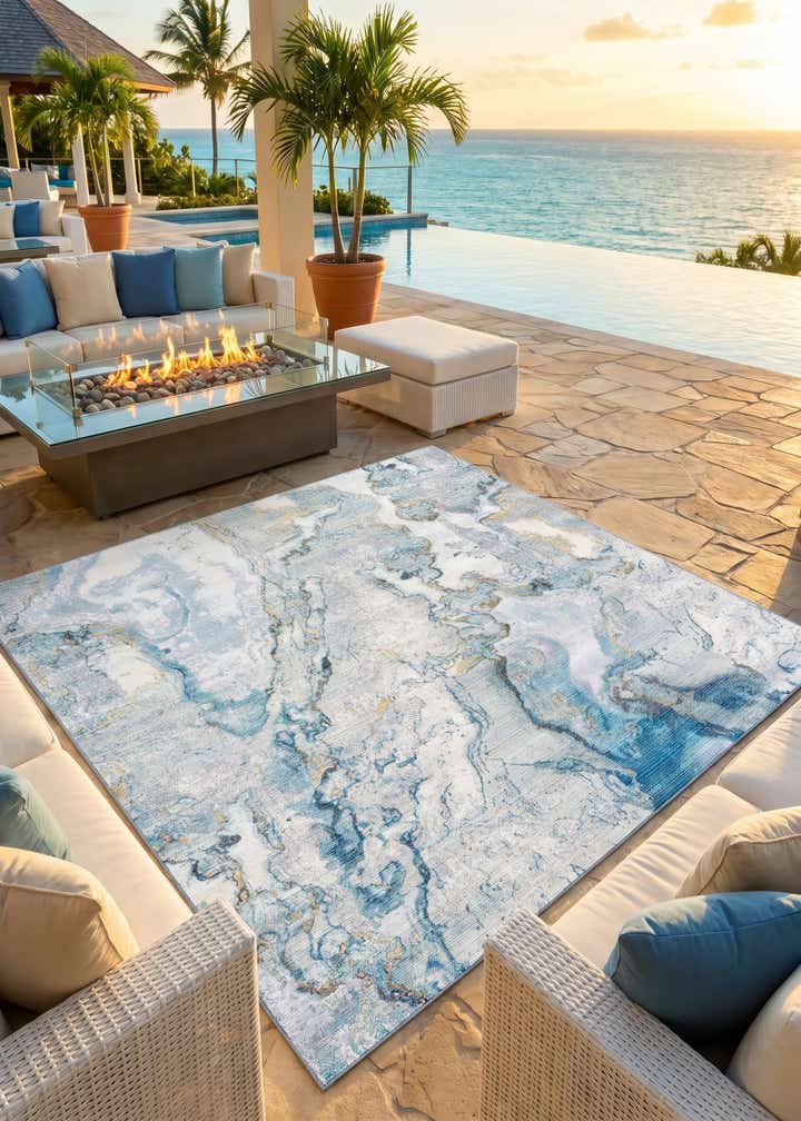 10' x 10' Easy-Clean Modern Indoor / Outdoor Square Rug