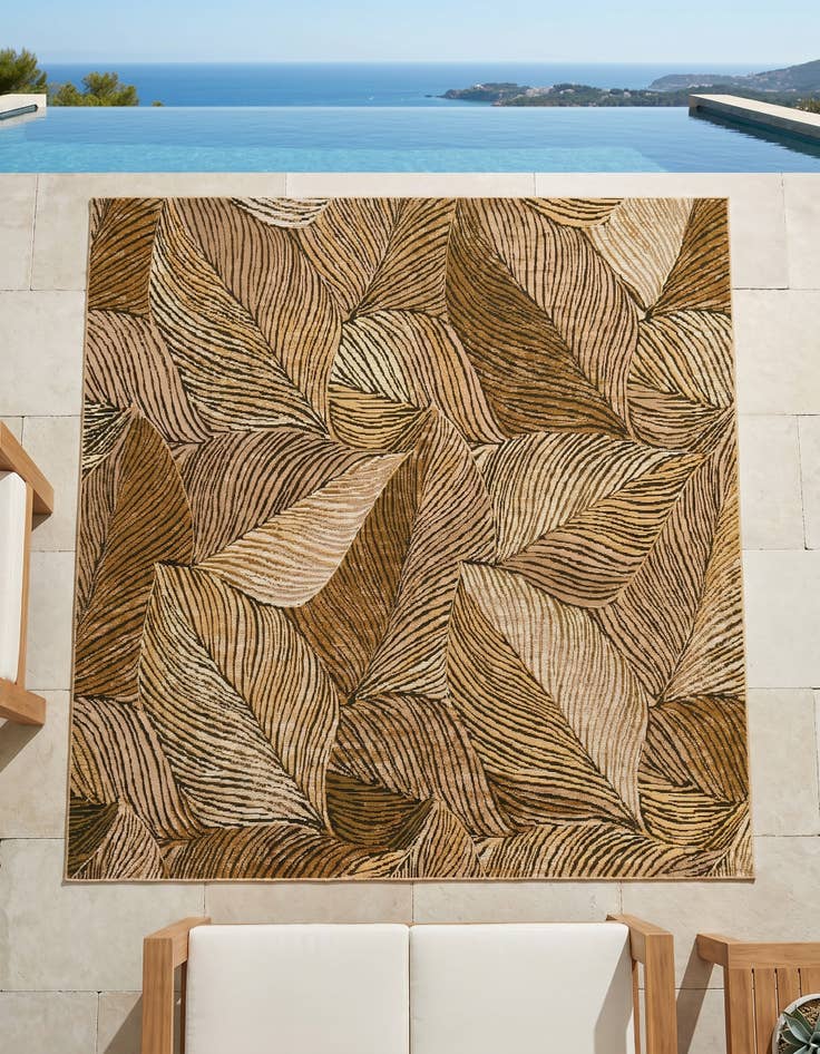 Detail image of 6' x 6' Easy-Clean Botanical Indoor / Outdoor Square Rug