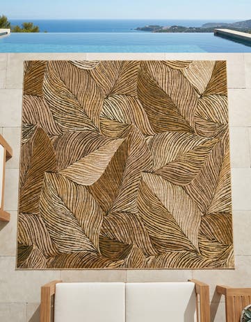 6' x 6' Easy-Clean Botanical Indoor / Outdoor Square Rug
