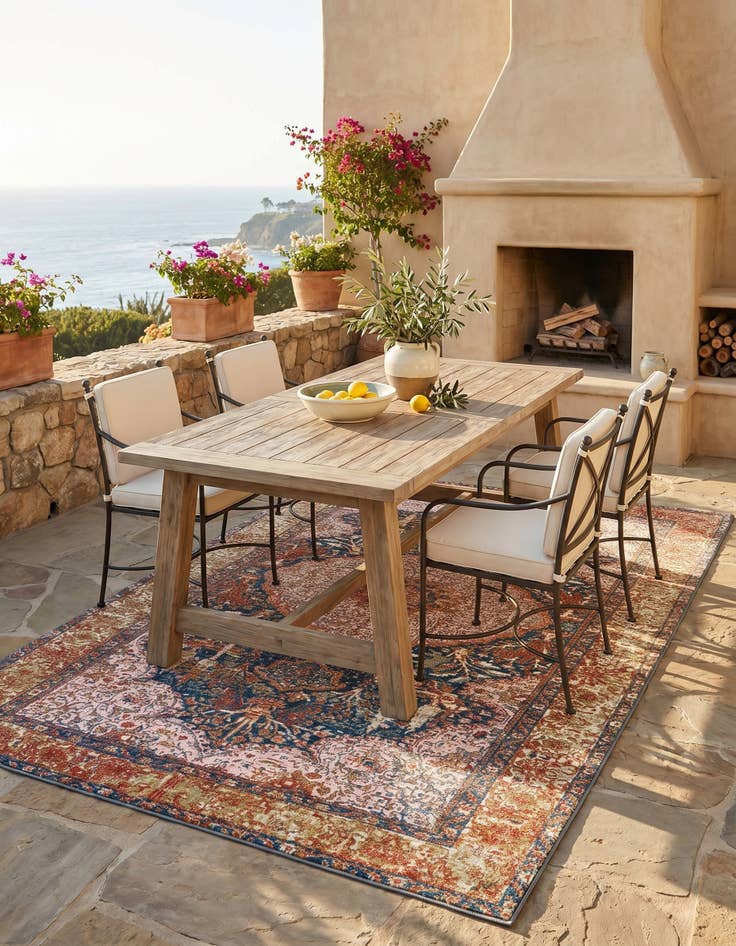 Detail image of 5' 3 x 8' Easy-Clean Traditional Indoor / Outdoor Rug