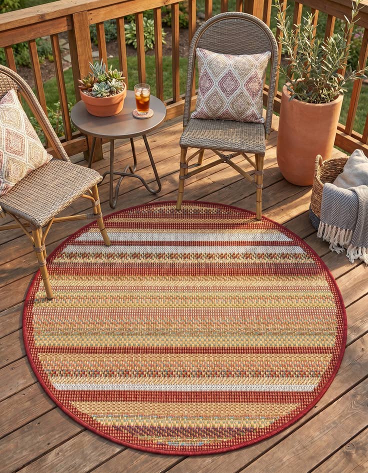 Detail image of 3' 3 x 3' 3 Easy-Clean Baja Indoor / Outdoor Round Rug