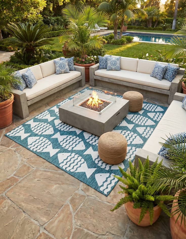 Detail image of 7' 10 x 7' 10 Easy-Clean Coastal Indoor / Outdoor Square Rug