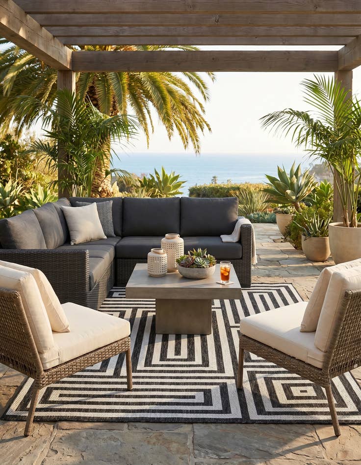 Detail image of 5' 3 x 7' Easy-Clean Modern Indoor / Outdoor Rug