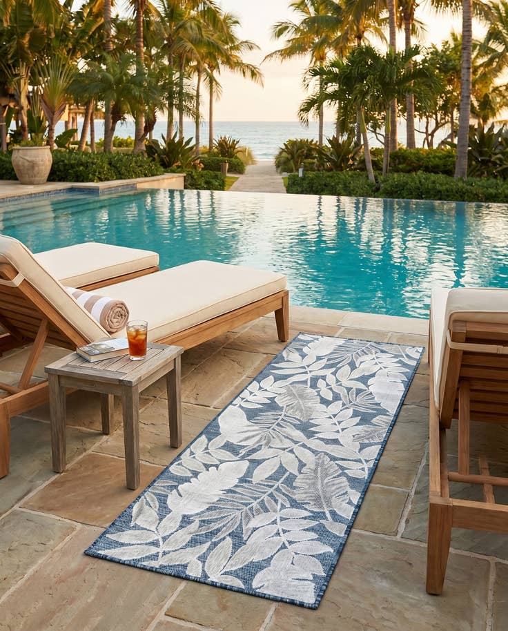 Detail image of 2' 2 x 6' Easy-Clean Botanical Indoor / Outdoor Runner Rug