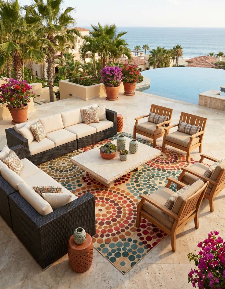 Detail image of 10' x 10' Easy-Clean Modern Indoor / Outdoor Square Rug